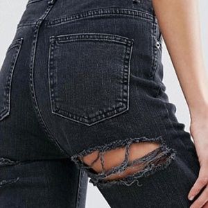 [asos] butt rips high waisted distressed jeans
